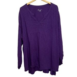 Lane Bryant Purple Cotton Long Sleeve Vneck Size 26/28